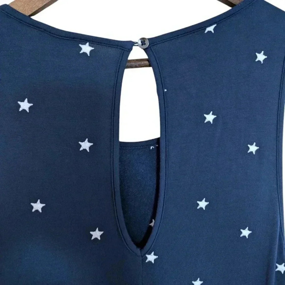 Splendid Romper Navy Silver Embroidered Stars Shorts Elastic Waist Women's Large - Picture 9 of 16